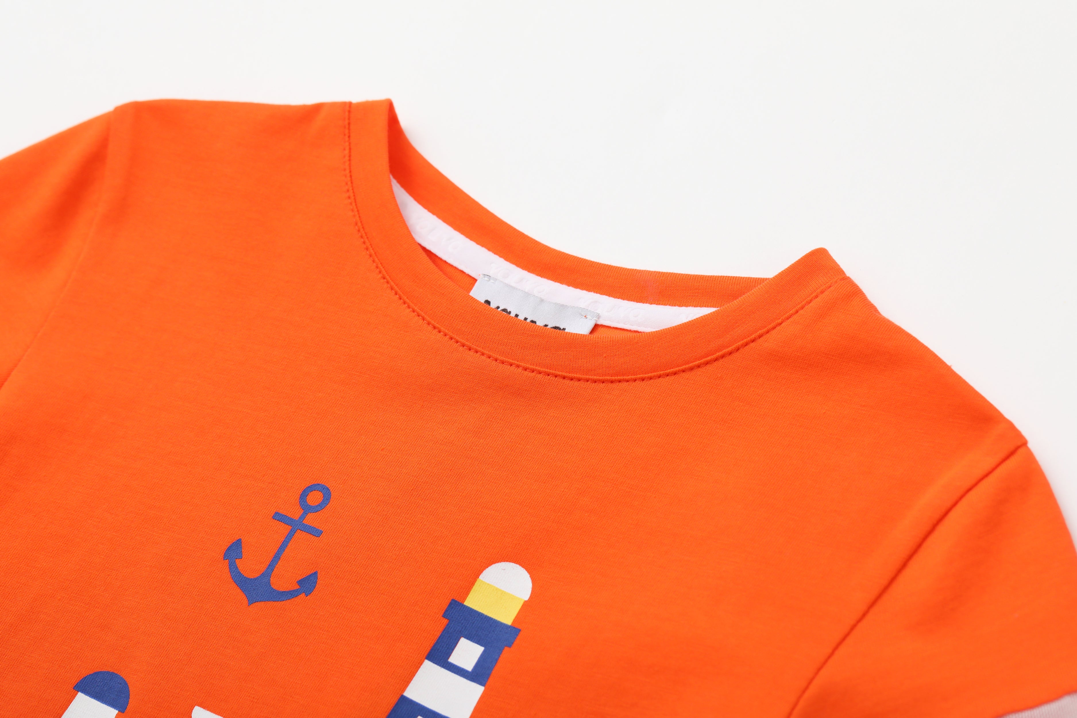 VAUVA Vauva SS24 - Toddler Sailor Hook&amp; Light House Print T-Shirt - Orange Tops