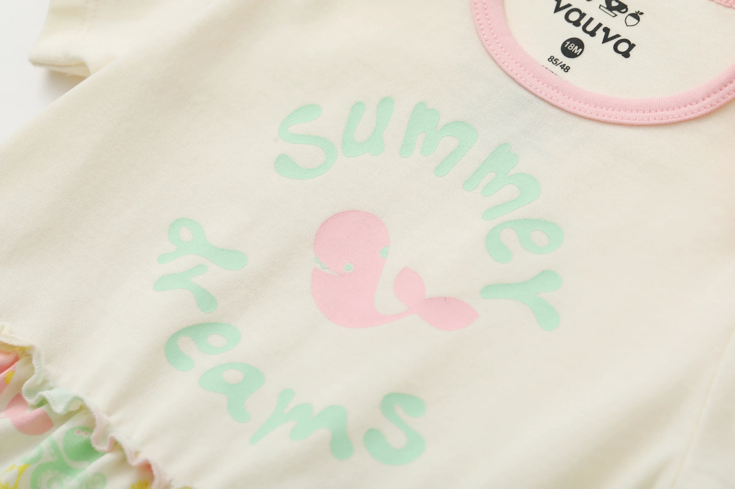 VAUVA Vauva SS24 - Baby Girl Organic Cotton Summer Dreams Plain Romper -White Romper