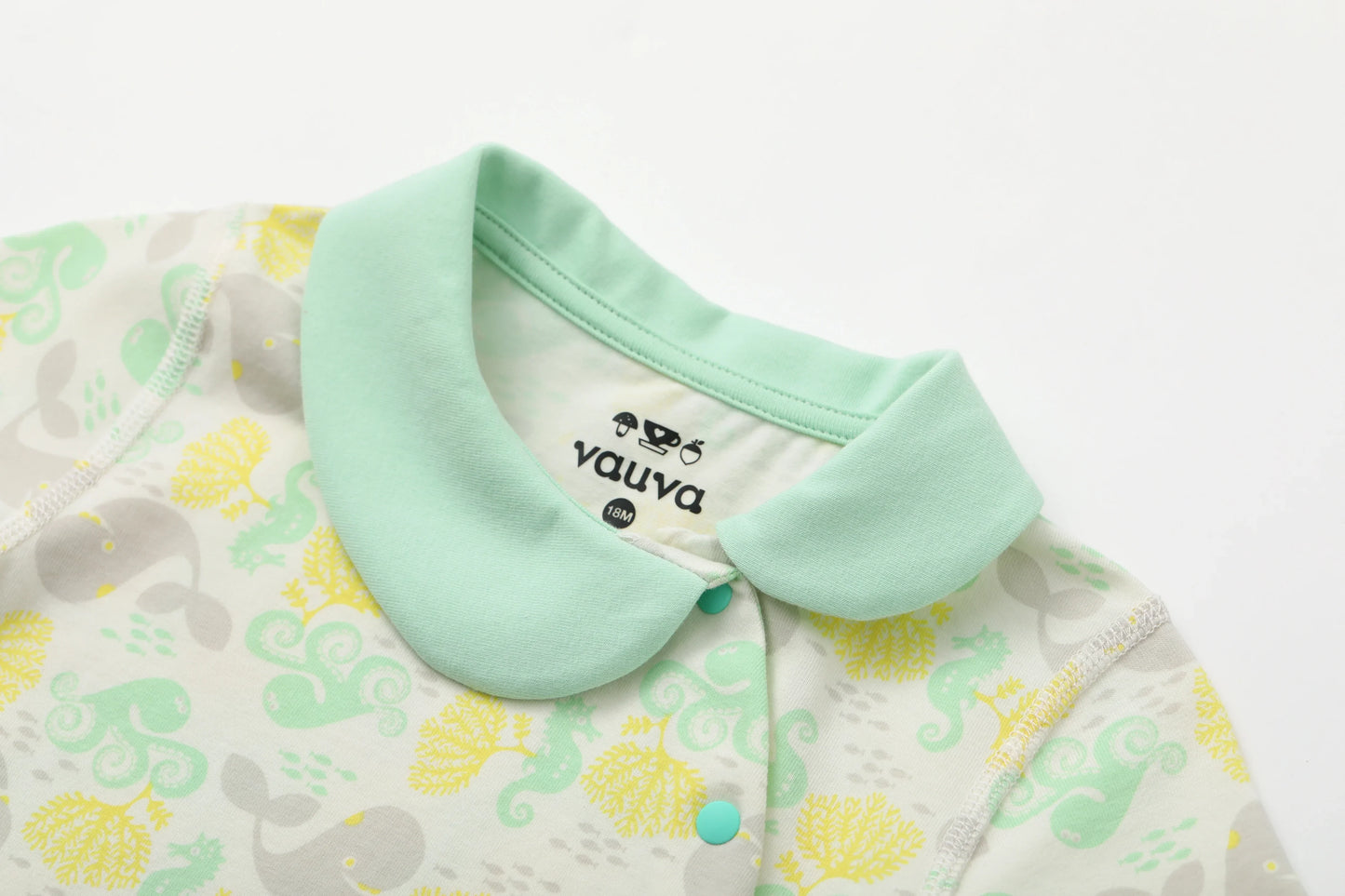 VAUVA Vauva SS24 - Baby Girl's Whale Print Organic Cotton Romper Romper