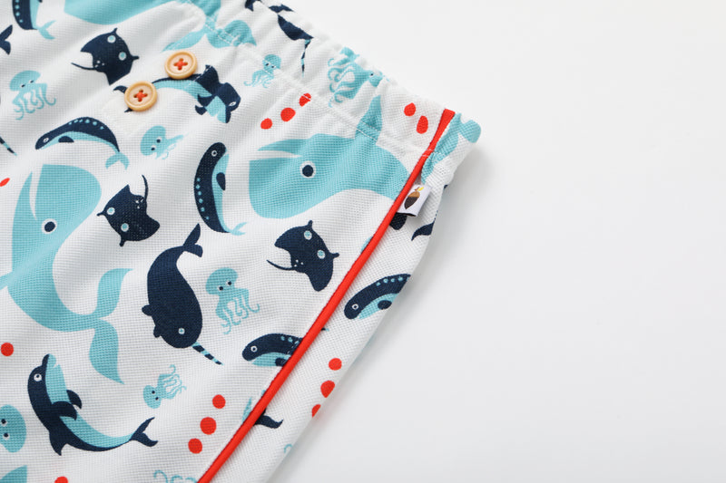 Vauva SS24 - Baby Boy Whale Print Shorts (White) - Product 4