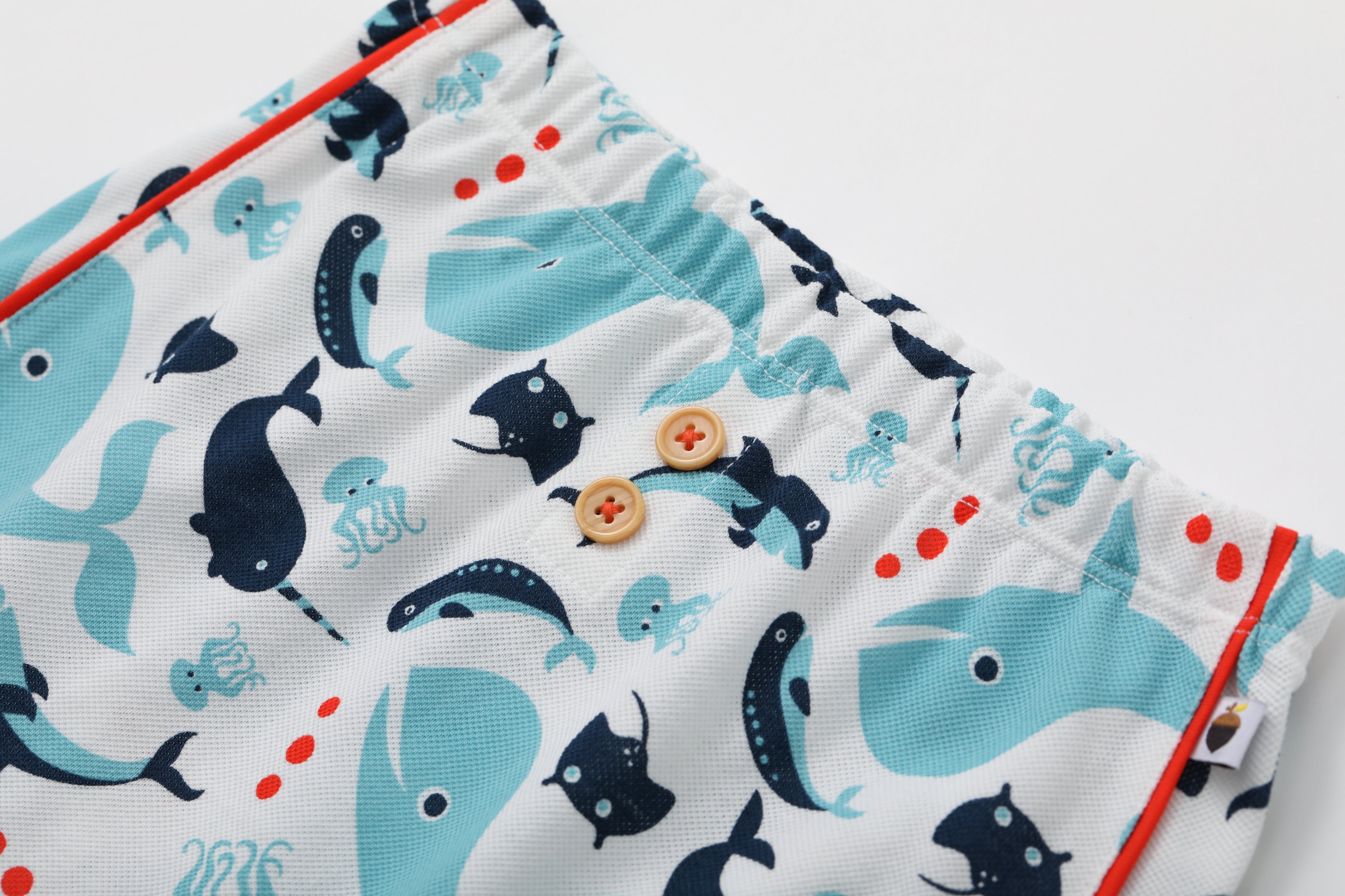 VAUVA Vauva SS24 - Baby Boy Whale Print Shorts (White) Shorts