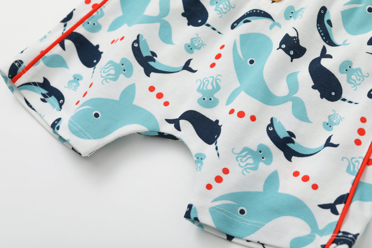 Vauva SS24 - Baby Boy Whale Print Shorts (White) - Product 6