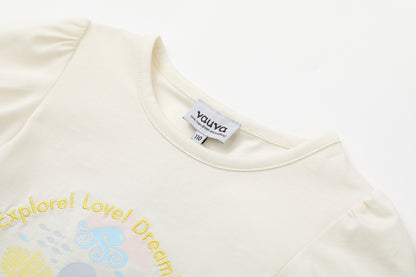 VAUVA Vauva SS24 - Toddler Girl Logo Embroidered Short Sleeve T-Shirt Top - White Tops