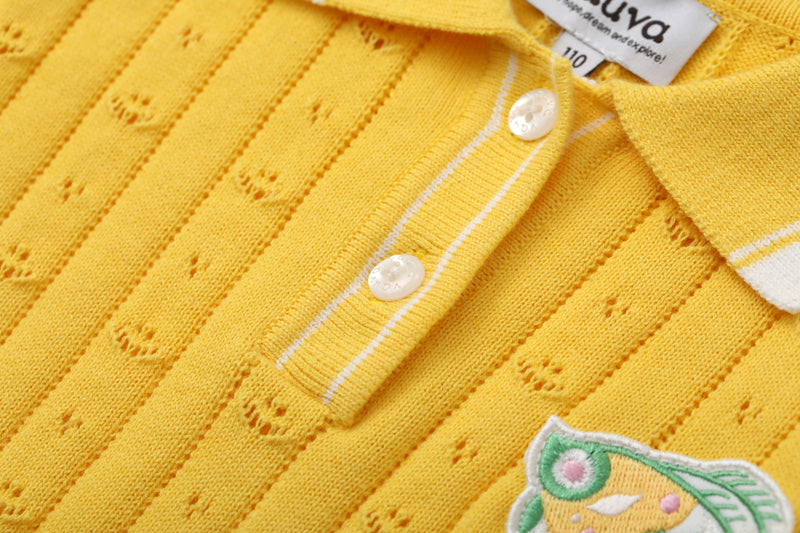 VAUVA Vauva SS24 - Girls Knitted Polo Sweater (Orange) Sweater