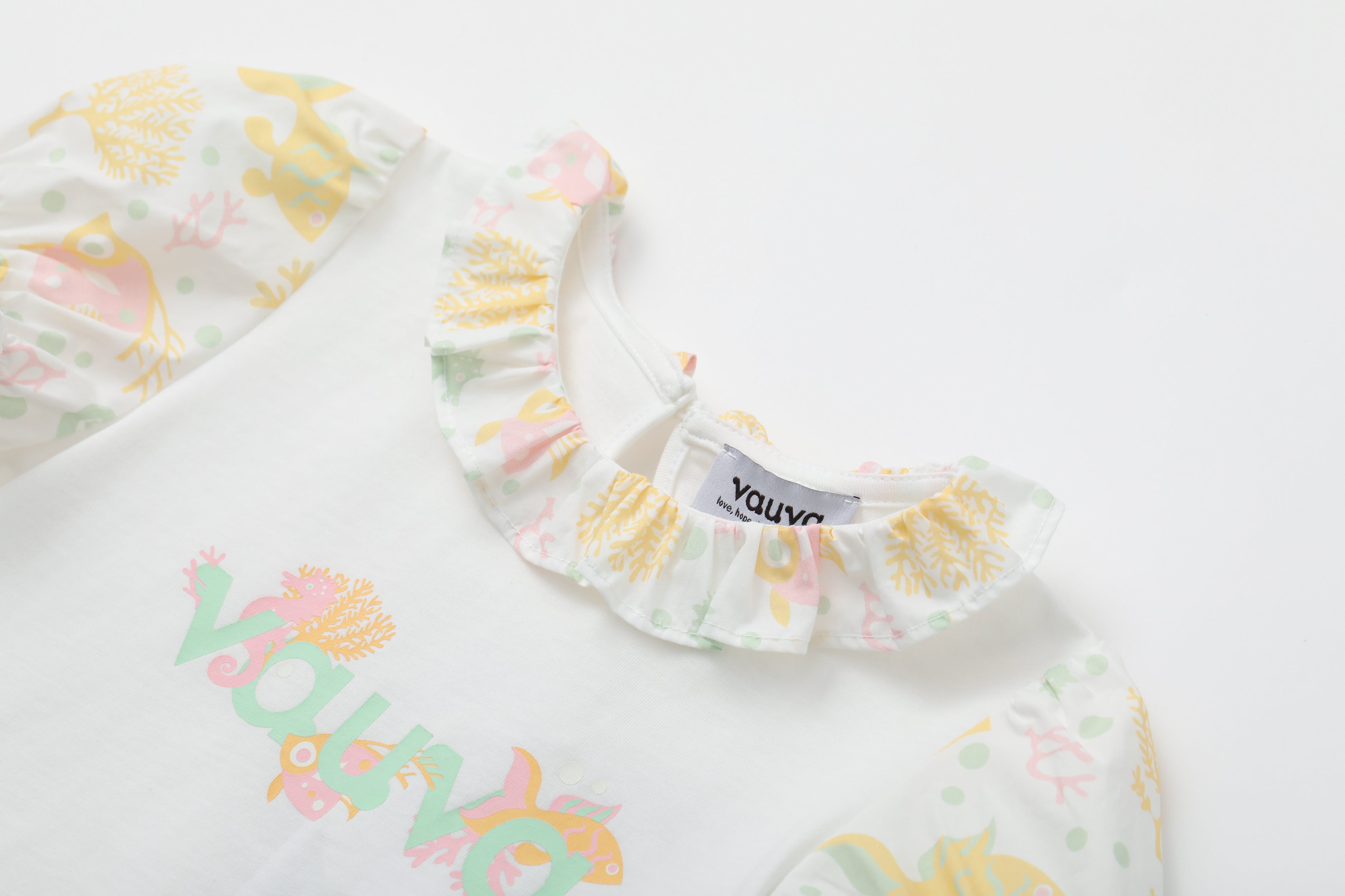 VAUVA Vauva SS24 - Toddler Girl Vauva Logo Print with Collar Tops