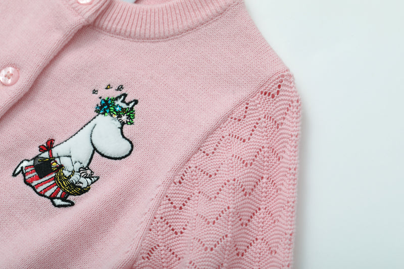Vauva x Moomin - Baby Girls Moomin Long Sleeve Cardigan (Pink)