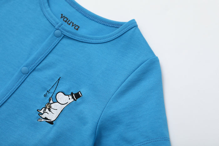 Vauva x Moomin - 嬰兒姆明短袖連身衣 (藍色)