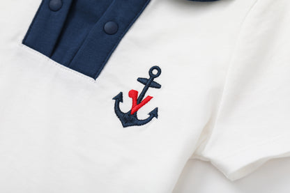 VAUVA Vauva SS24 - Baby Sailor Style T-Shirt &amp; Shorts Set Combination Clothes Set