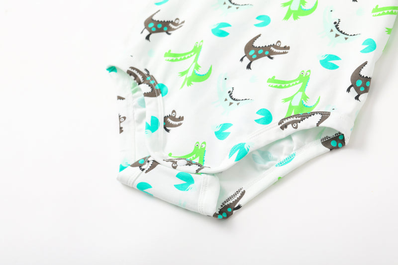 Vauva BBNS - Organic Cotton Crocodile Print Square Neck Long-Sleeved Bodysuits (2-pack) - My Little Korner