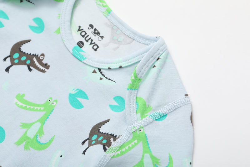 Vauva BBNS - Organic Cotton Crocodile Print Long-Sleeved Bodysuits (2-pack) - My Little Korner