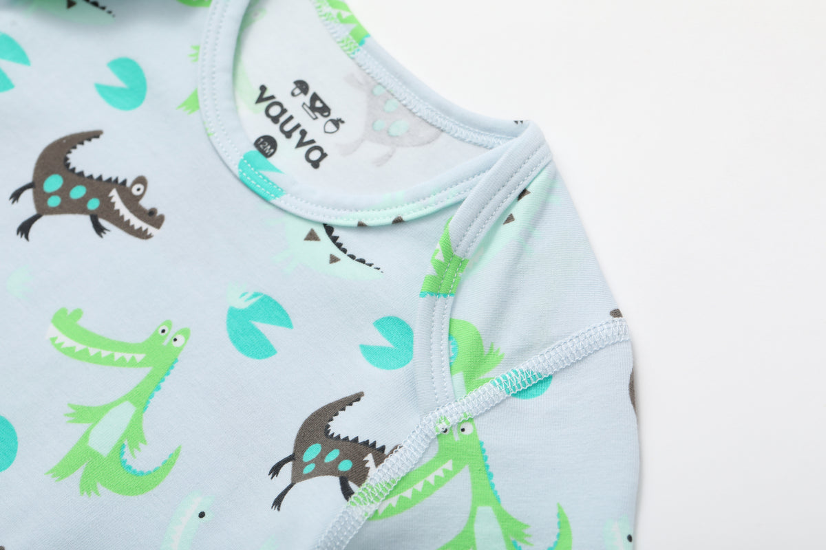 Vauva BBNS - Organic Cotton Crocodile Print Long-Sleeved Bodysuits (2-pack)
