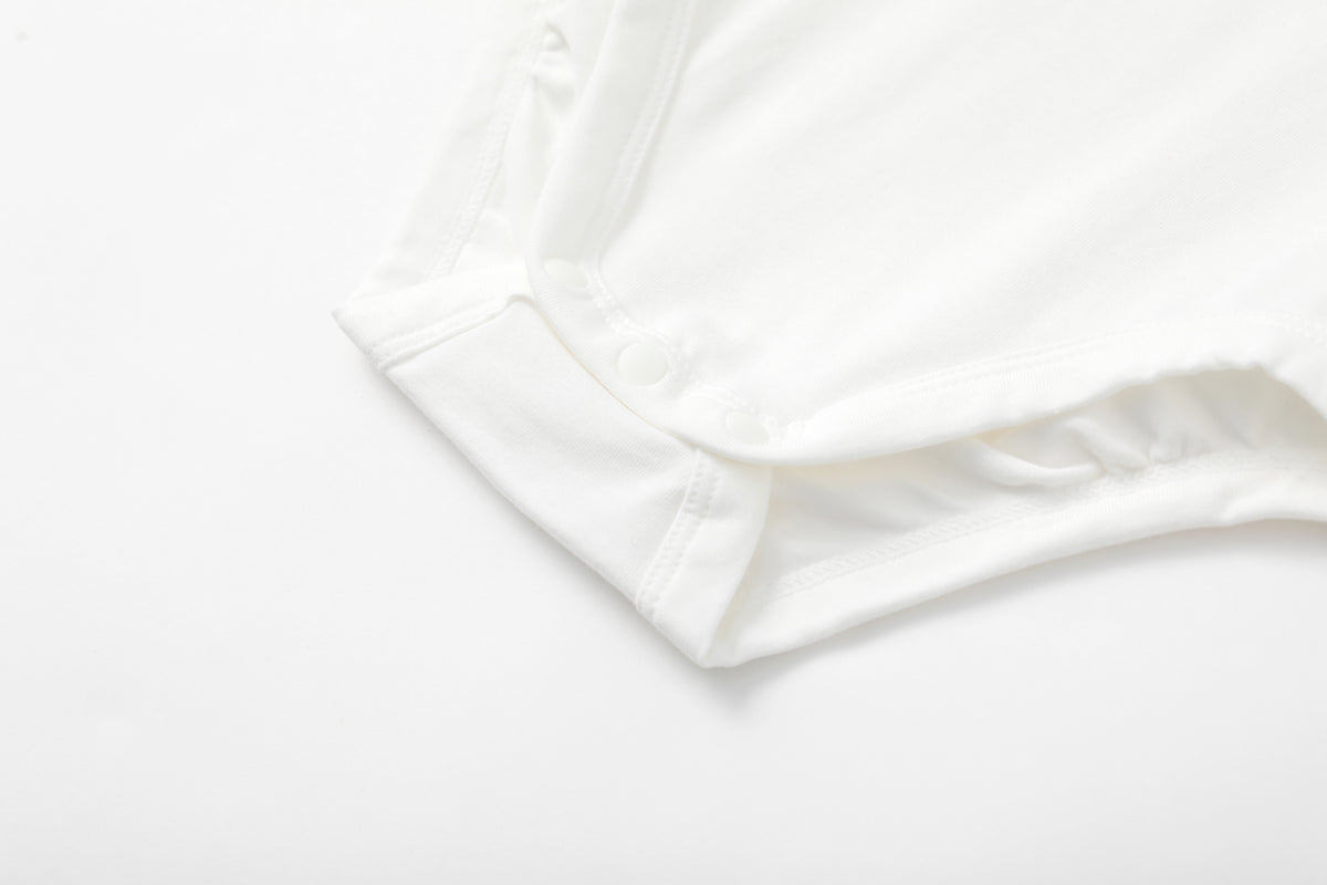 Vauva BBNS - Organic Cotton White Striped Pattern Bodysuits (2-pack)