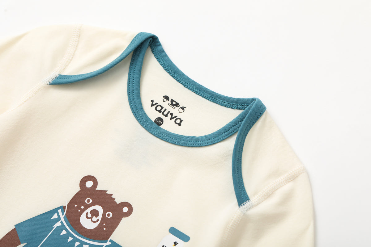 Vauva BBNS Forest Series - Organic Cotton Hedgehog Print Bodysuits (2-pack) - My Little Korner
