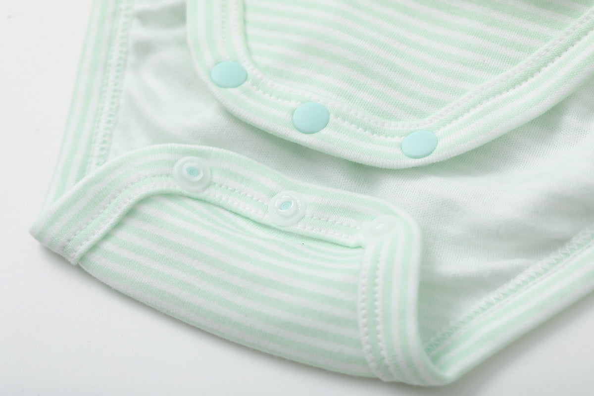 Vauva BBNS - Baby Anti-bacterial Organic Cotton Bodysuits (2-pack Green/Strips)