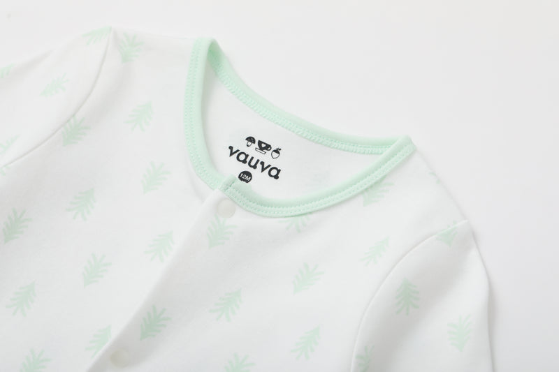 VAUVA Vauva BBNS - Baby Anti-bacterial Organic Cotton Long-sleeved Romper 2-pack (Green/Strips) Romper