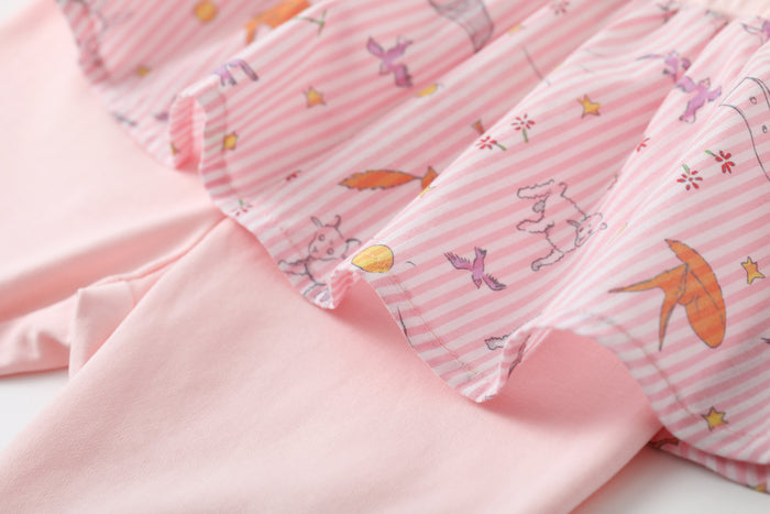 Vauva x Le Petit Prince Vauva x Le Petit Prince - Baby Girl Yarn Dyed Stripe Frill Pants- Pink Pants