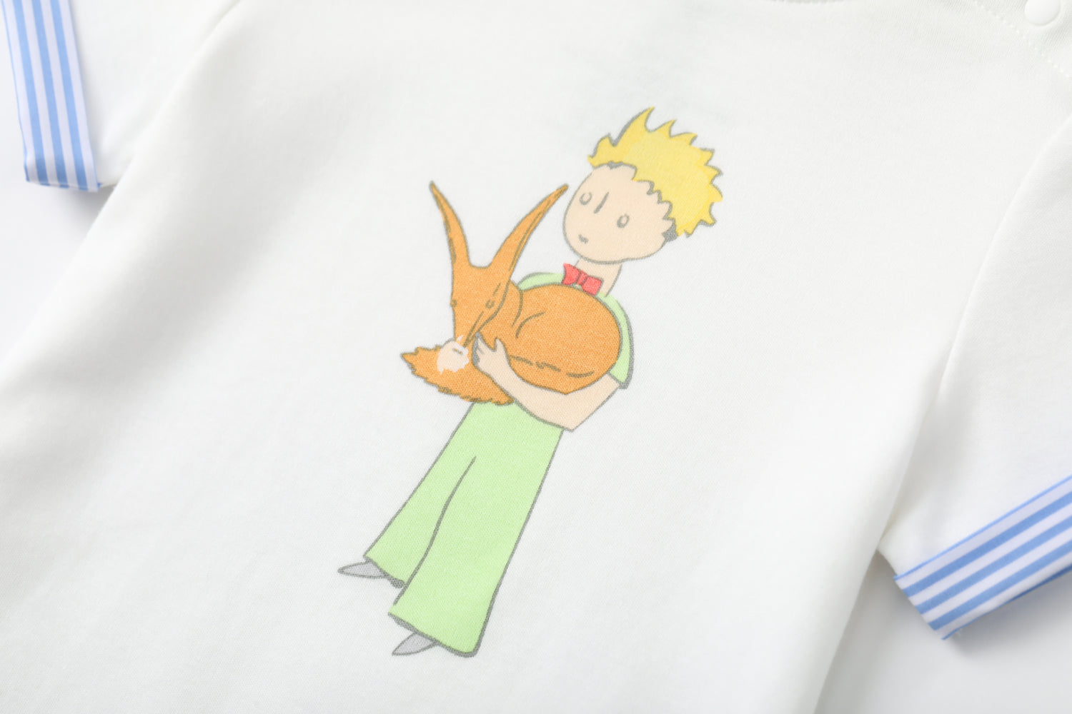 Vauva x Le Petit Prince Vauva x Le Petit Prince - Baby Boy Yarn Dyed Stripe Little Prince Print T-shirt Top - White Tops