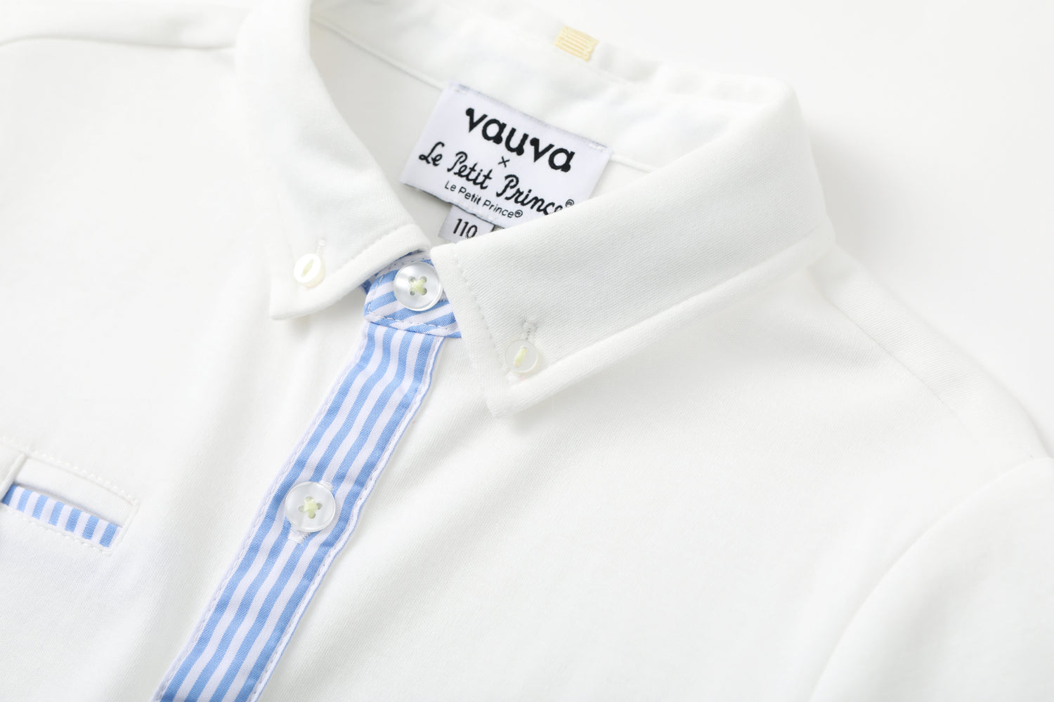 Vauva x Le Petit Prince Vauva x Le Petit Prince - Toddler Boy Trims Yarn Dyed Stripe Polo Shirt - White Polo Shirt