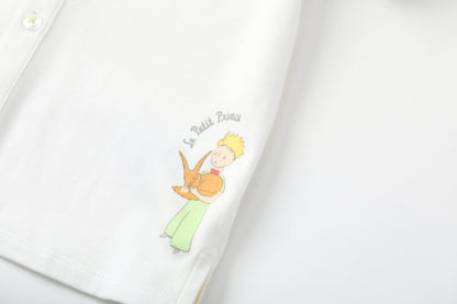 Vauva x Le Petit Prince Vauva x Le Petit Prince - Toddler Boy Trims Yarn Dyed Stripe Polo Shirt - White Polo Shirt