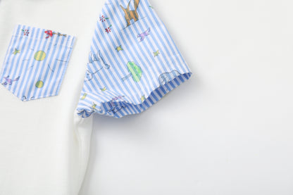 Vauva x Le Petit Prince Vauva x Le Petit Prince - Baby Boy Yarn Dyed Stripe Bodysuit- White Bodysuit