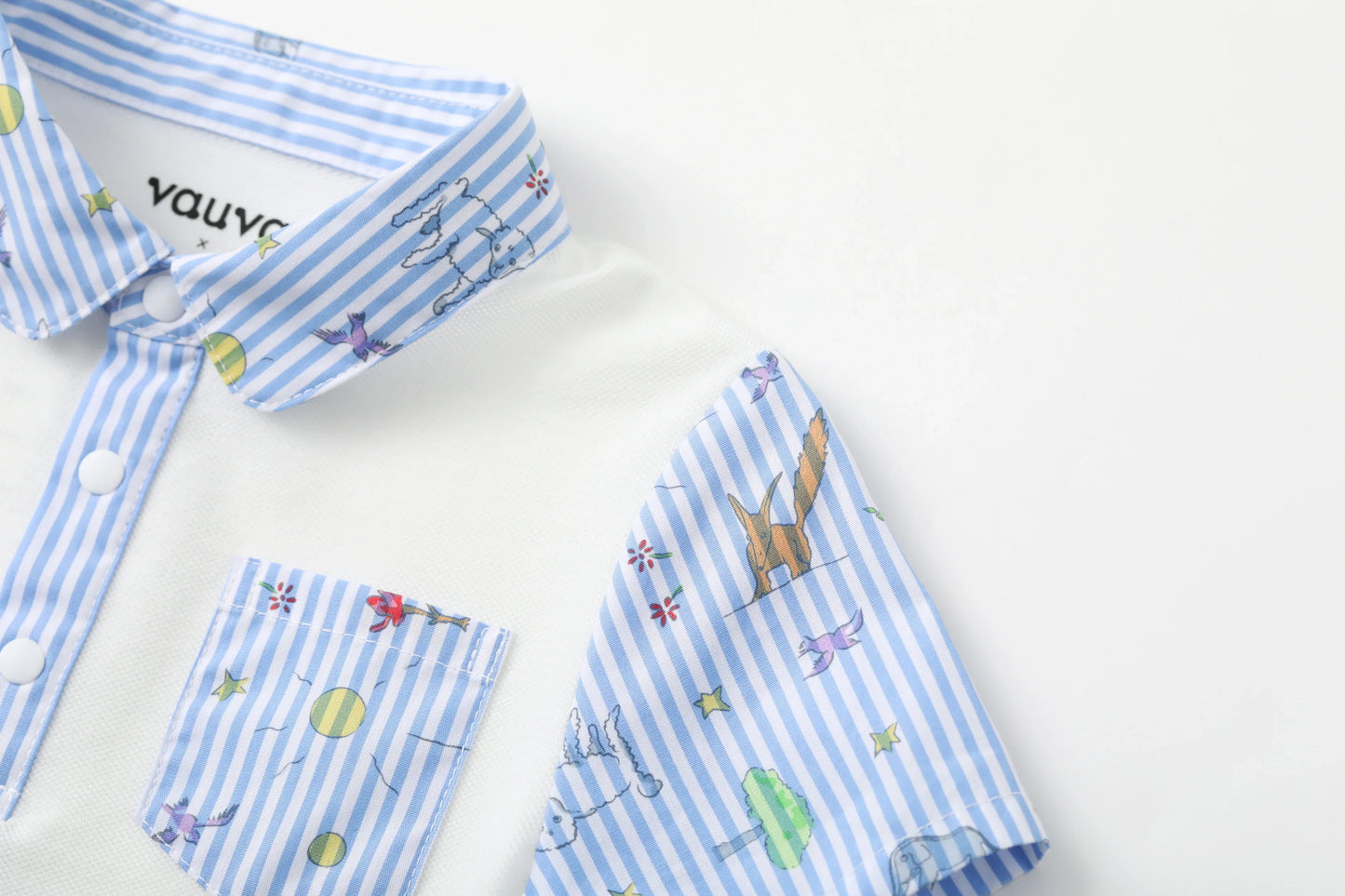 Vauva x Le Petit Prince Vauva x Le Petit Prince - Baby Boy Yarn Dyed Stripe Bodysuit- White Bodysuit