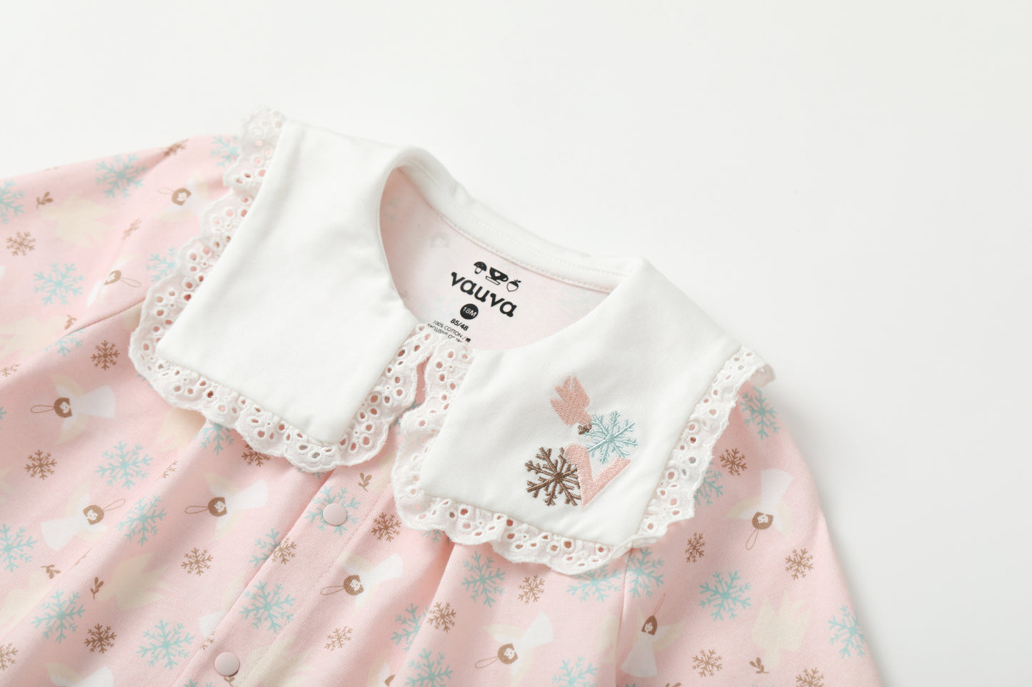 Angel-Print Puritan Collar Romper