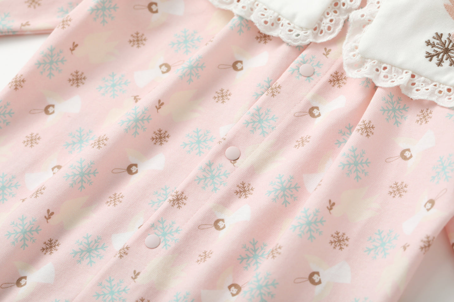 Angel-Print Puritan Collar Romper