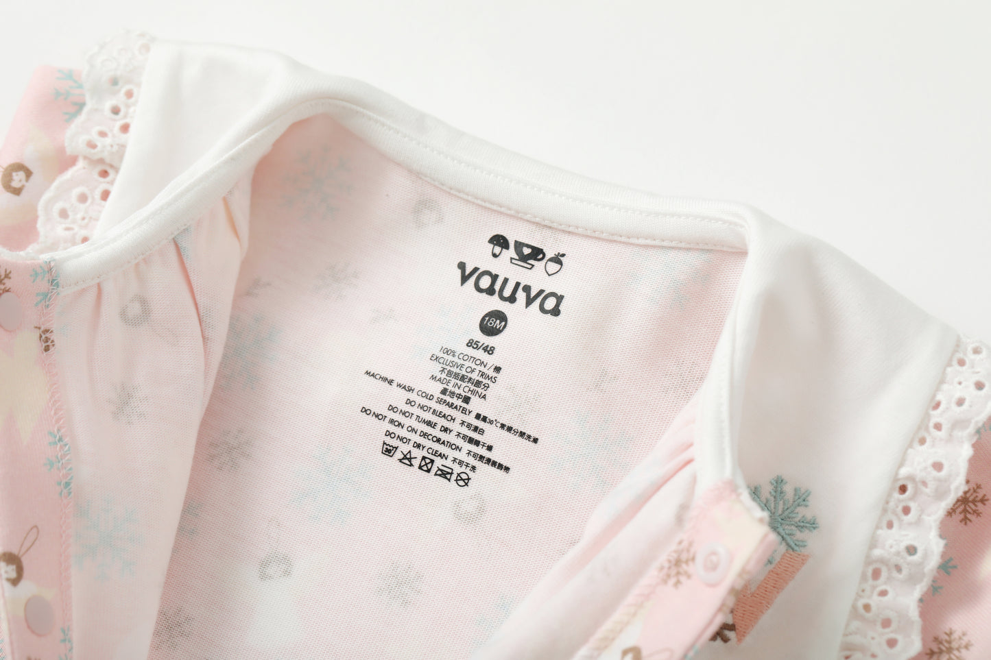 Angel-Print Puritan Collar Romper