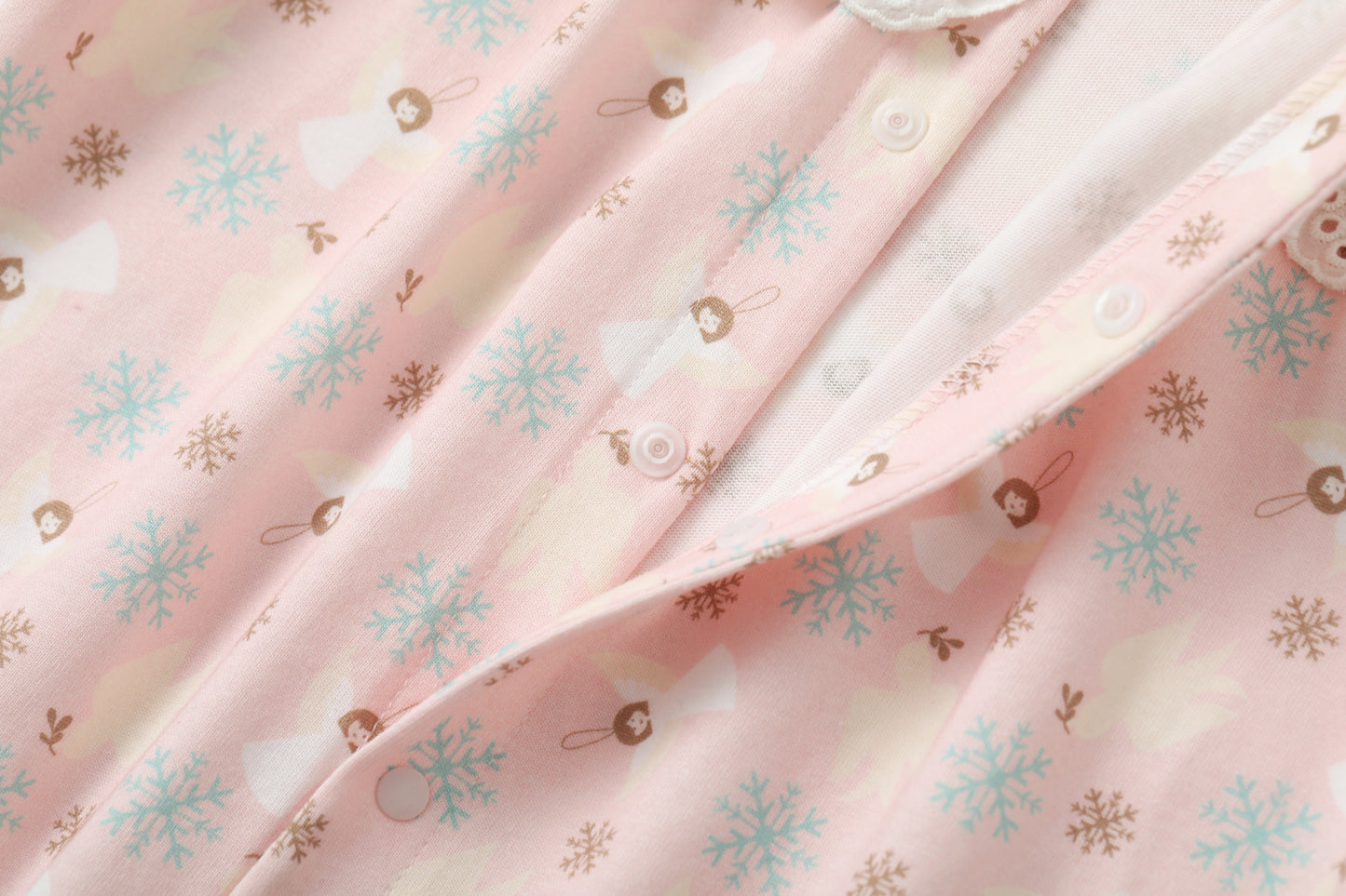 Angel-Print Puritan Collar Romper