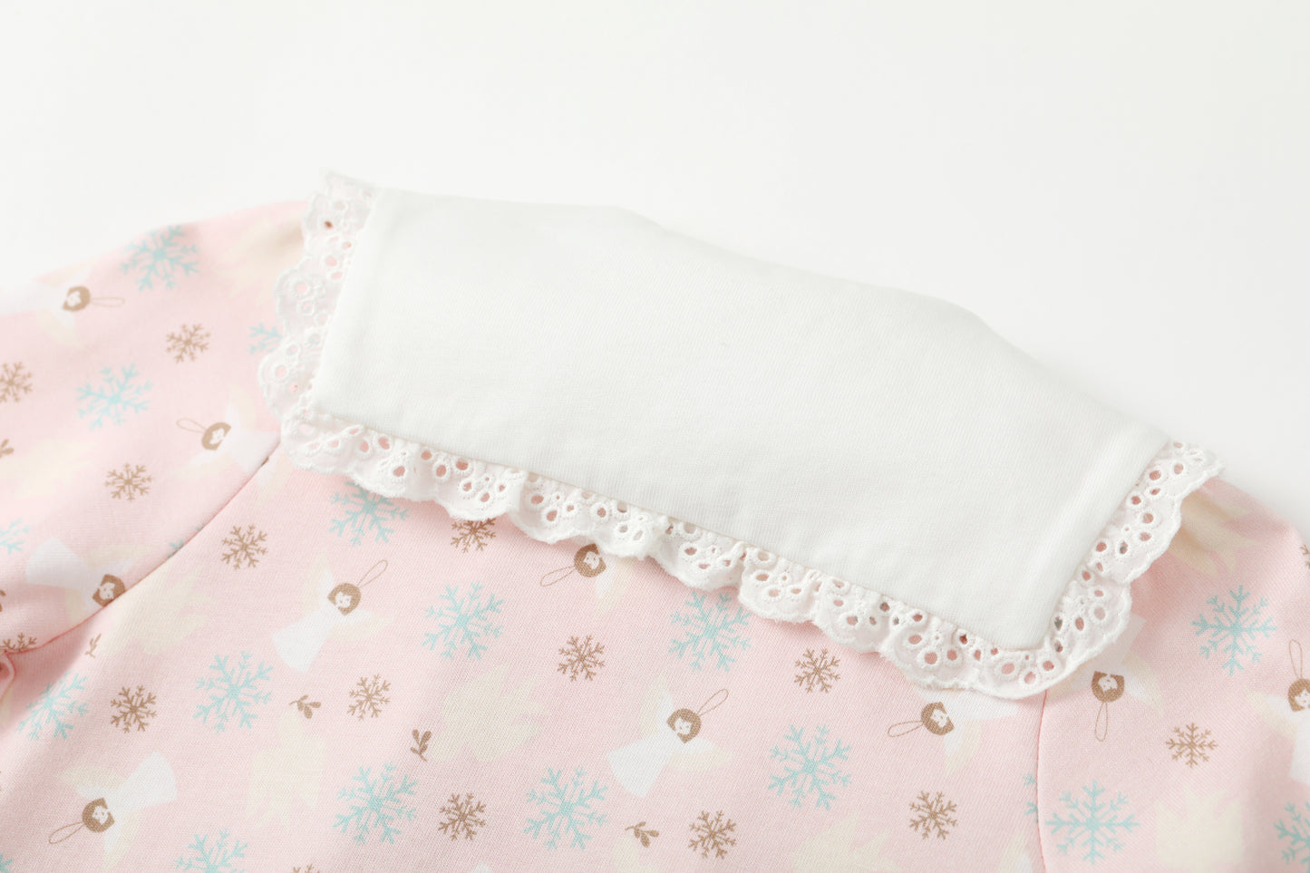 Angel-Print Puritan Collar Romper