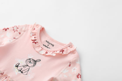 Vauva x Moomin Vauva x Moomin FW23 - Baby Girls Moomin Print Cotton Long Sleeve Bodysuit (Pink) Bodysuit