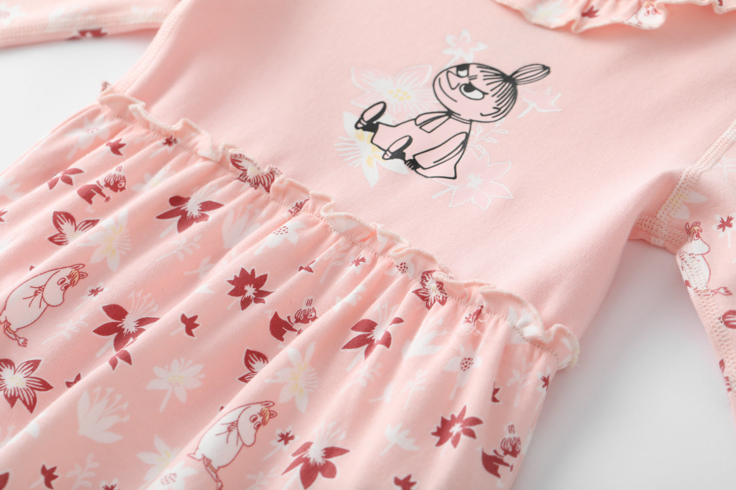 Vauva x Moomin Vauva x Moomin FW23 - Baby Girls Moomin Print Cotton Long Sleeve Bodysuit (Pink) Bodysuit