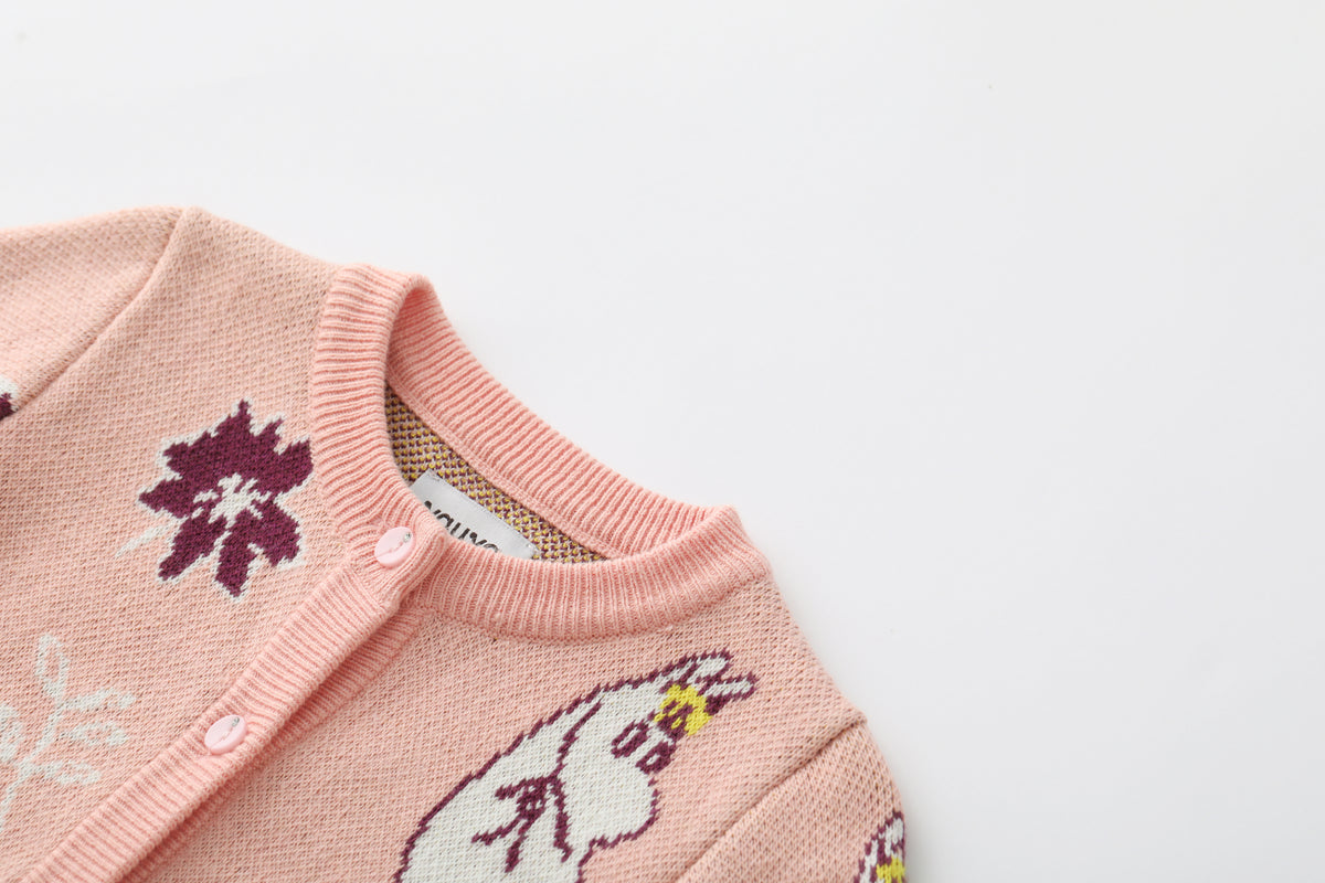 Vauva x Moomin FW23 - Baby Girls Moomin Pattern Long Sleeve Knit Jacket (Pink) product image 1