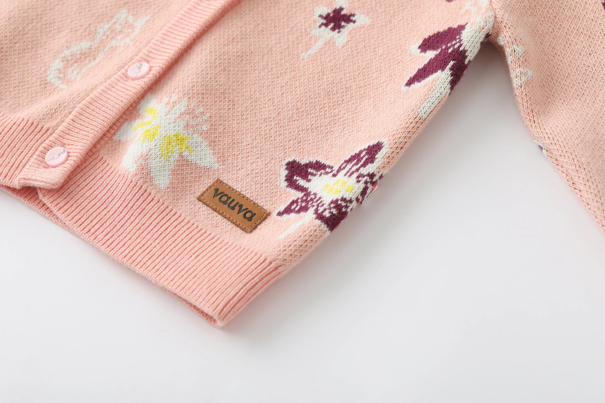Vauva x Moomin Vauva x Moomin FW23 - Baby Girls Moomin Pattern Long Sleeve Knit Jacket (Pink) Coat & Jacket