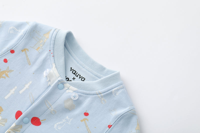 Vauva x Moomin FW23 - Baby Boys Moomin All Over Print Cotton Hood Long Sleeve Romper (Blue) product image 2