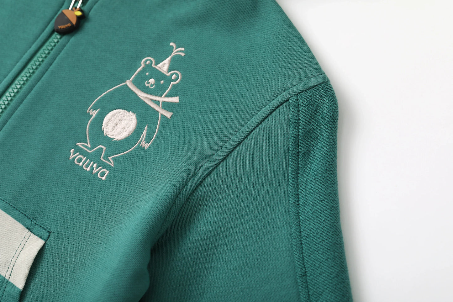Bear-Embroidered Hooded Jacket