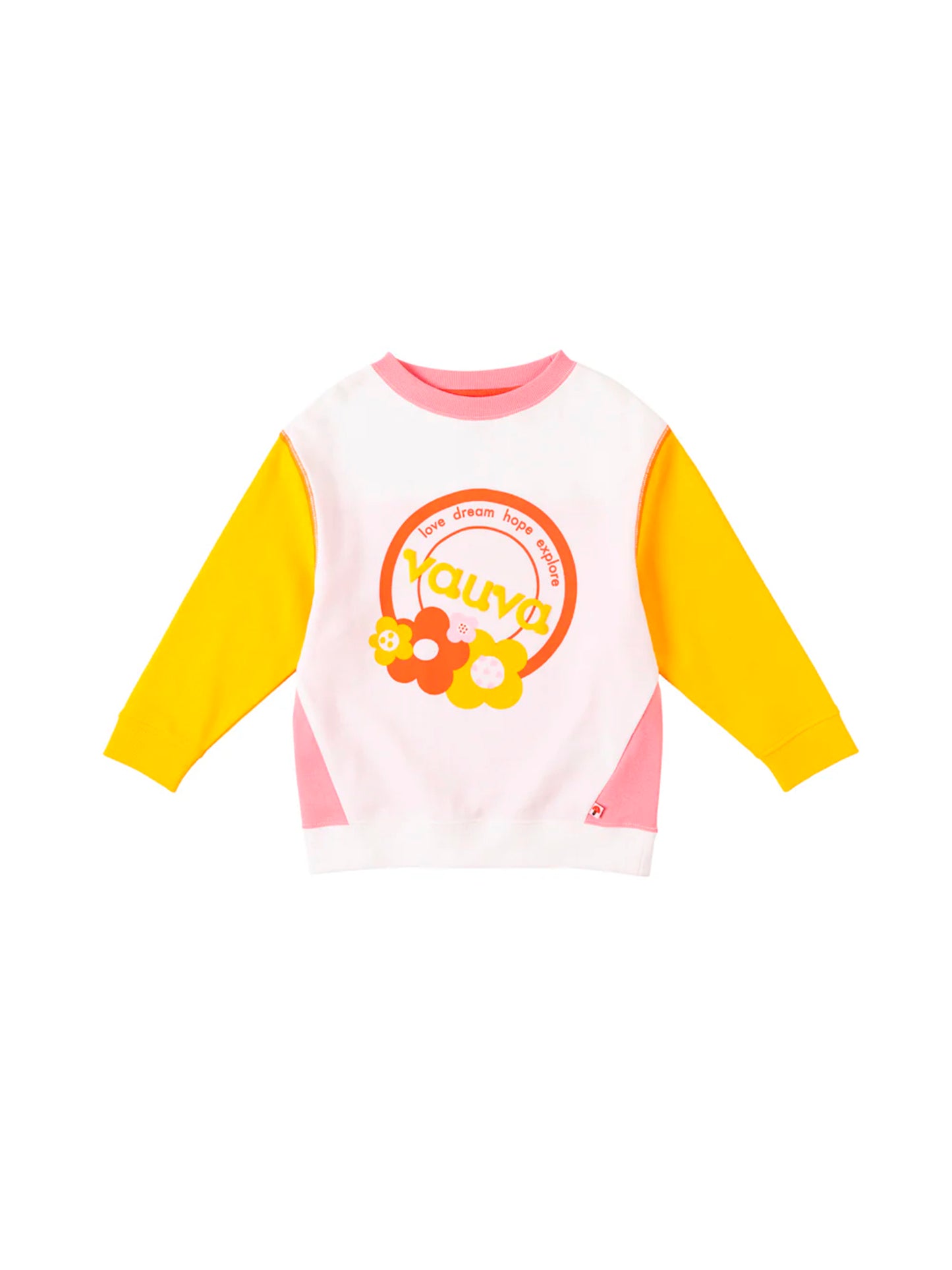 Girls Love Dream Hope Explore With Flower Print Sweatshirt And Yellow