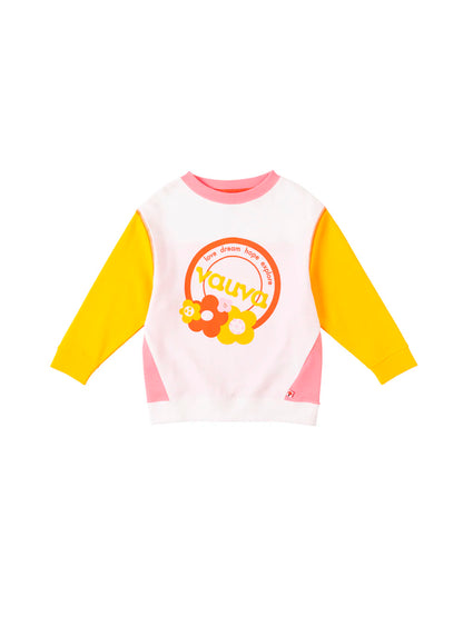 Girls Love Dream Hope Explore With Flower Print Sweatshirt And Yellow