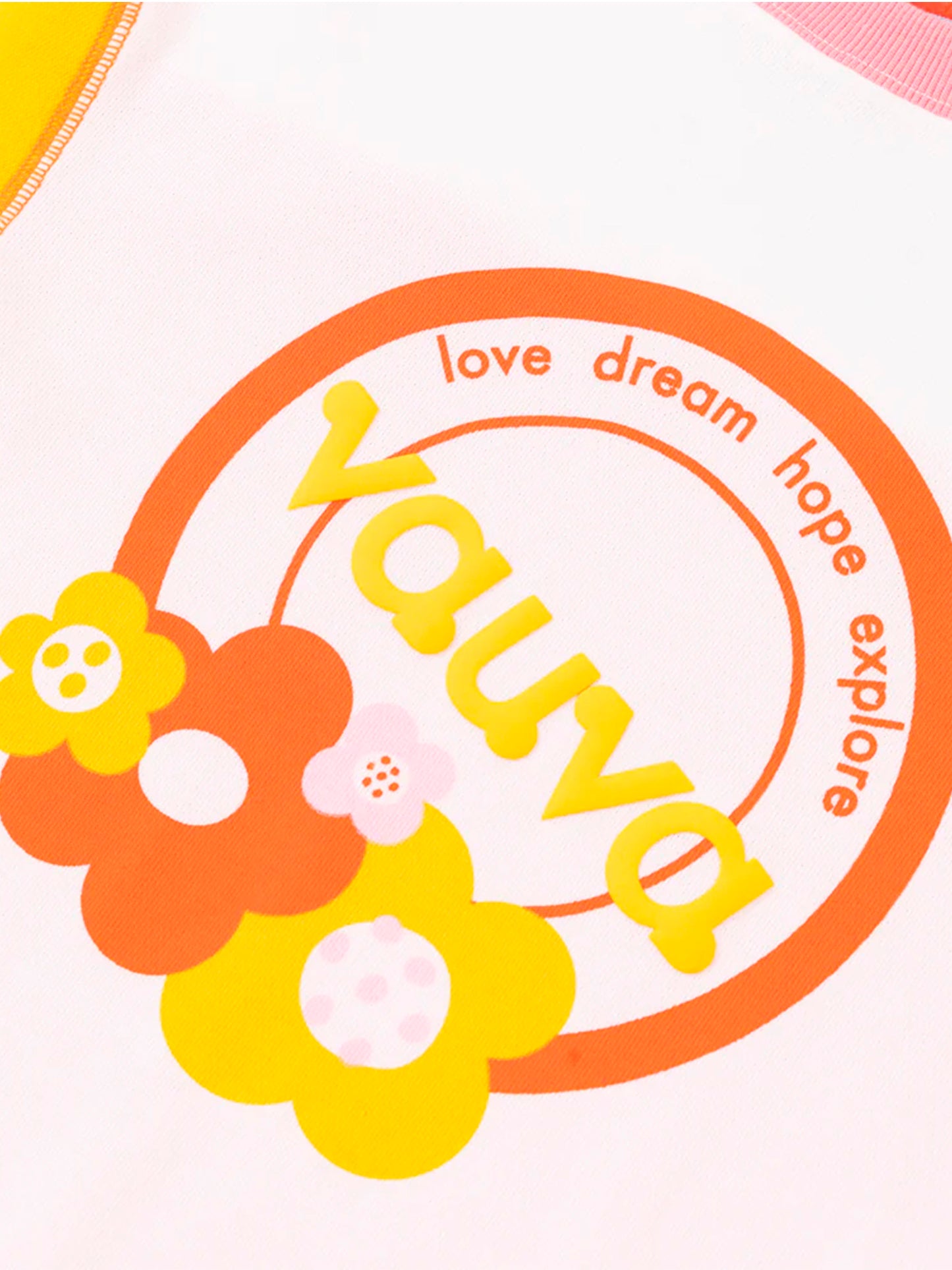 Girls Love Dream Hope Explore With Flower Print Sweatshirt And Yellow