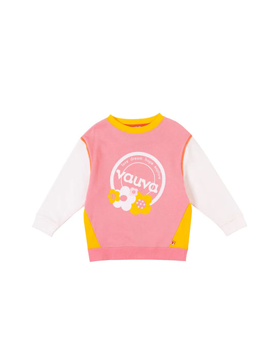 VAUVA Vauva Girls Love Dream Hope Explore with Flower Print Sweatshirt - Pink and White Sweatshirts
