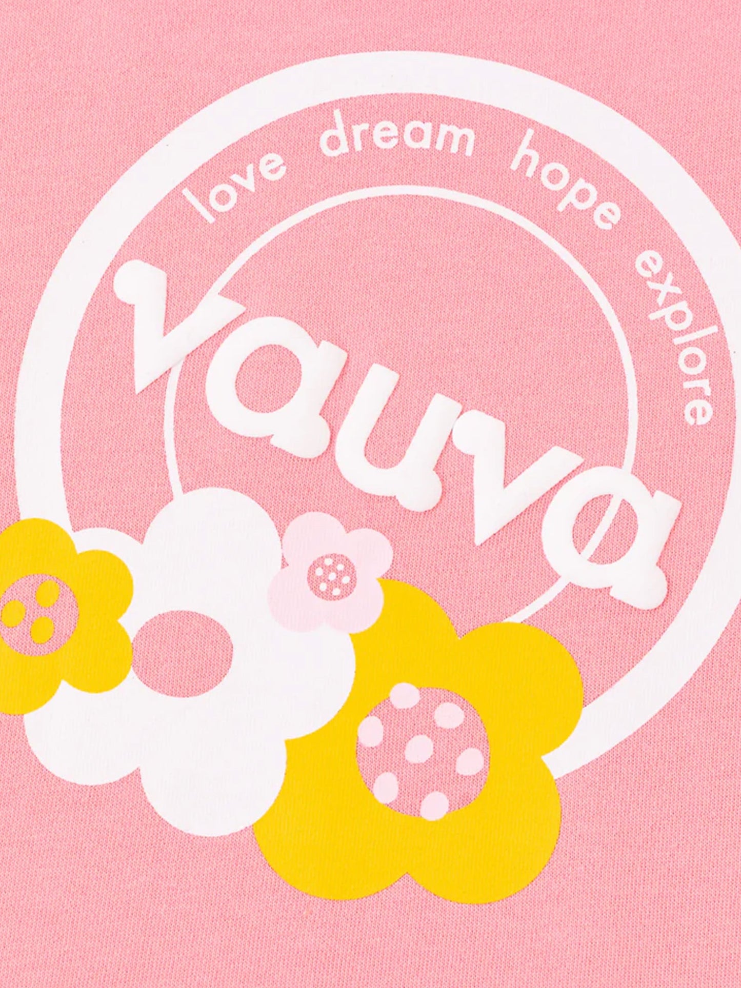 VAUVA Vauva Girls Love Dream Hope Explore with Flower Print Sweatshirt - Pink and White Sweatshirts