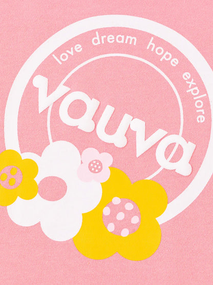 VAUVA Vauva Girls Love Dream Hope Explore with Flower Print Sweatshirt - Pink and White Sweatshirts
