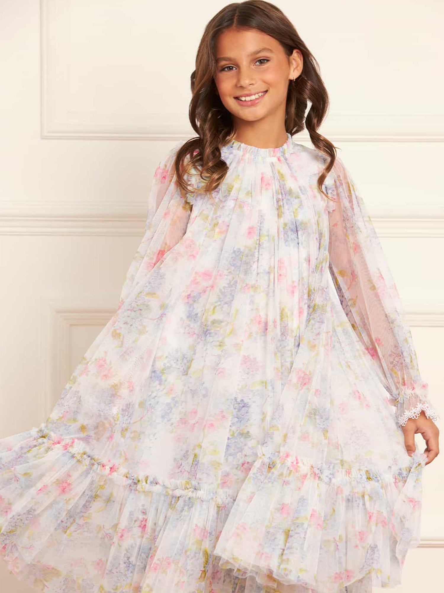 Hydrangea Long Sleeve Kids Dress