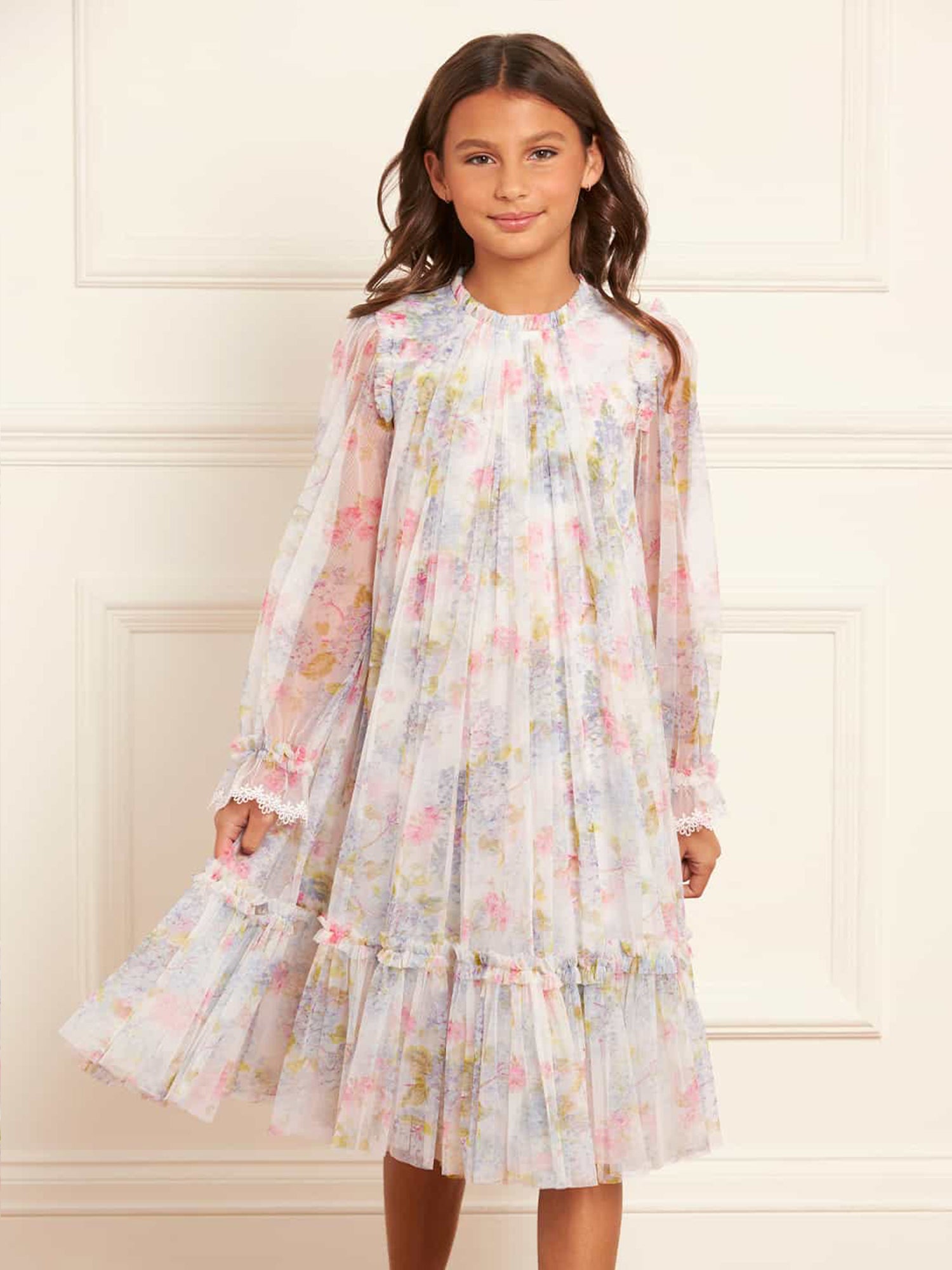 Hydrangea Long Sleeve Kids Dress