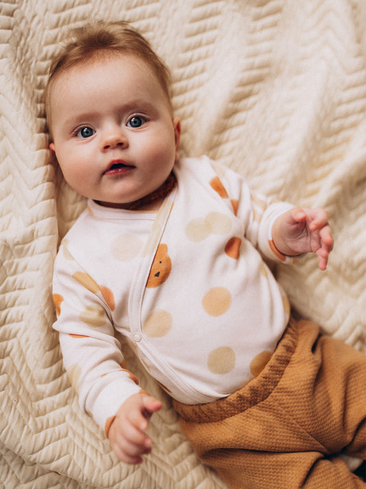 Big Dots Longsleeve Wrap Bodysuit (GOTS)
