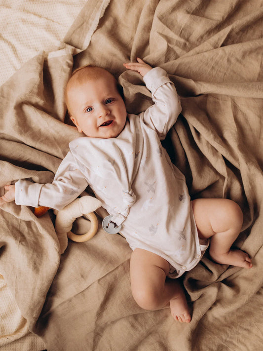 Bird Print Long Sleeve Bodysuit (GOTS)