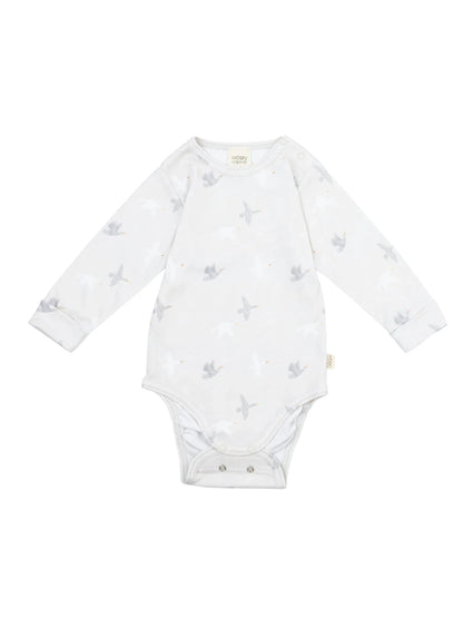 Bird Print Long Sleeve Bodysuit (GOTS)
