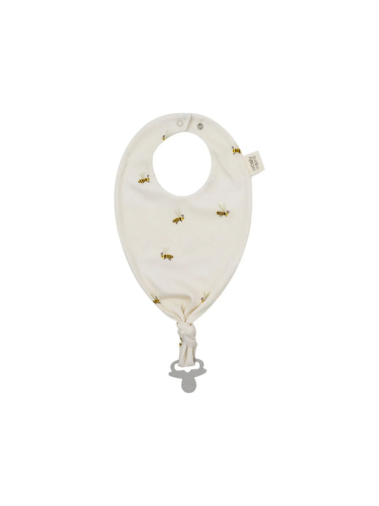 Bee Print Bib With Pacifier Clip