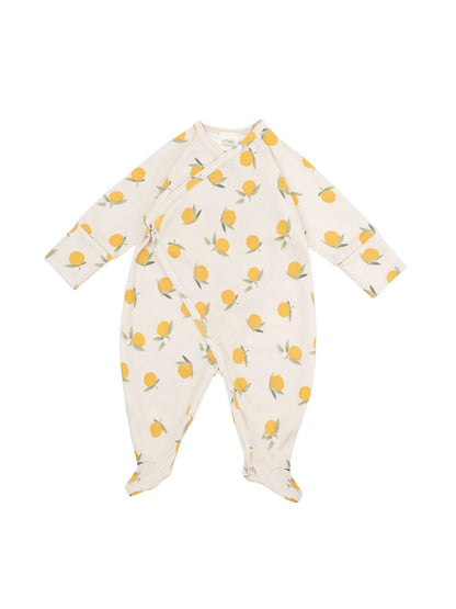 Lemon Print Wrap Sleepsuit with Feet (GOTS)
