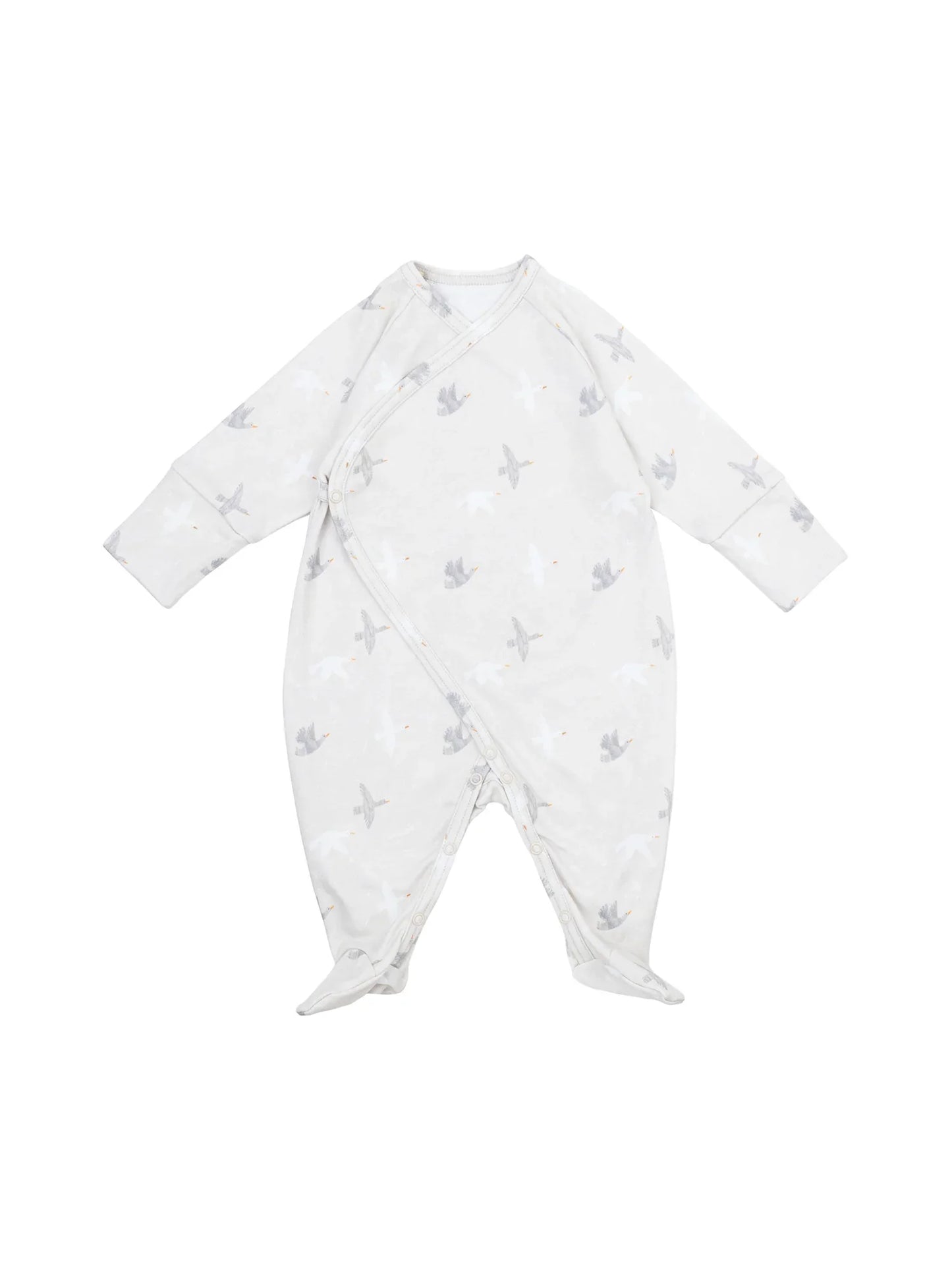 Bird Print Wrap Sleepsuit with Feet (GOTS)